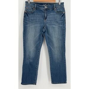 INC International Concepts Womens Blue Straight Leg Crop Jeans Sz 6 Medium Wash